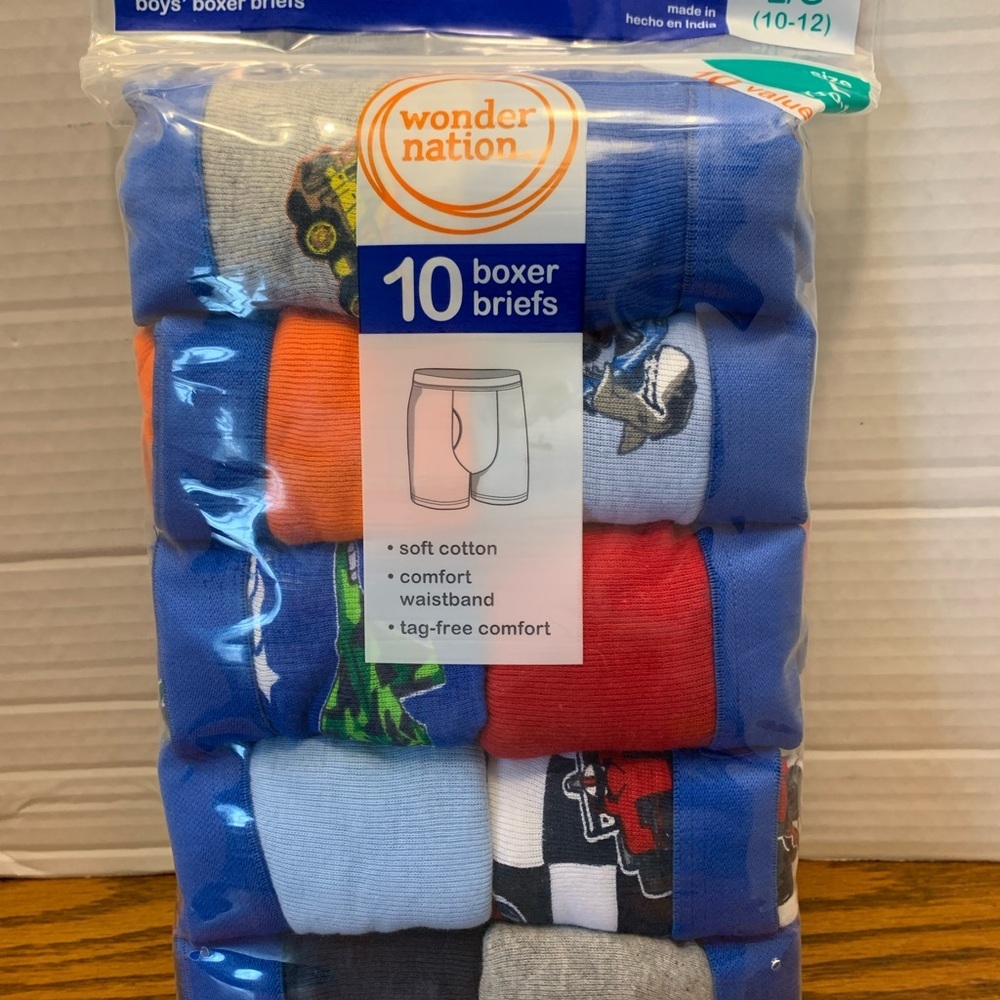 Wonder Nation Boys 10 Packs Boxer Briefs - Multi-Color Pack Size Large (10-12)